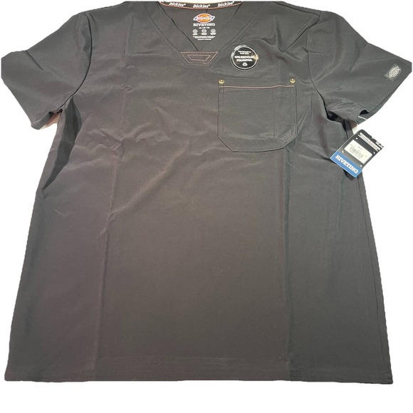 Net Dickies Men's Scrub Top Riveting Black Size Medium V Neck DK743 - Picture 1 of 8